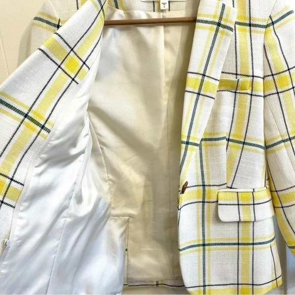 Veronica Beard schoolboy white yellow plaid jacket blazer size 2 - Picture 7 of 14